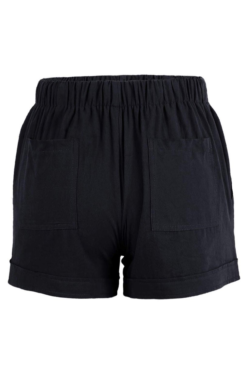Acelitt Women Ladies Summer Casual Loose Comfy Drawstring Elastic Waist Pocketed Shorts Pants Black Medium - Image 4
